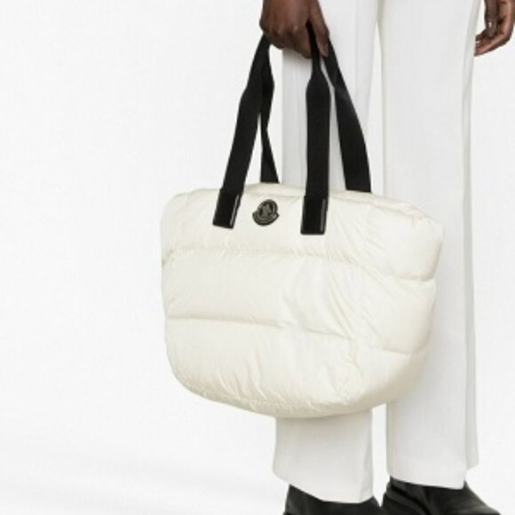 Moncler Handbags - Women Moncler Caradoc White Padded Nylon Tote Bag